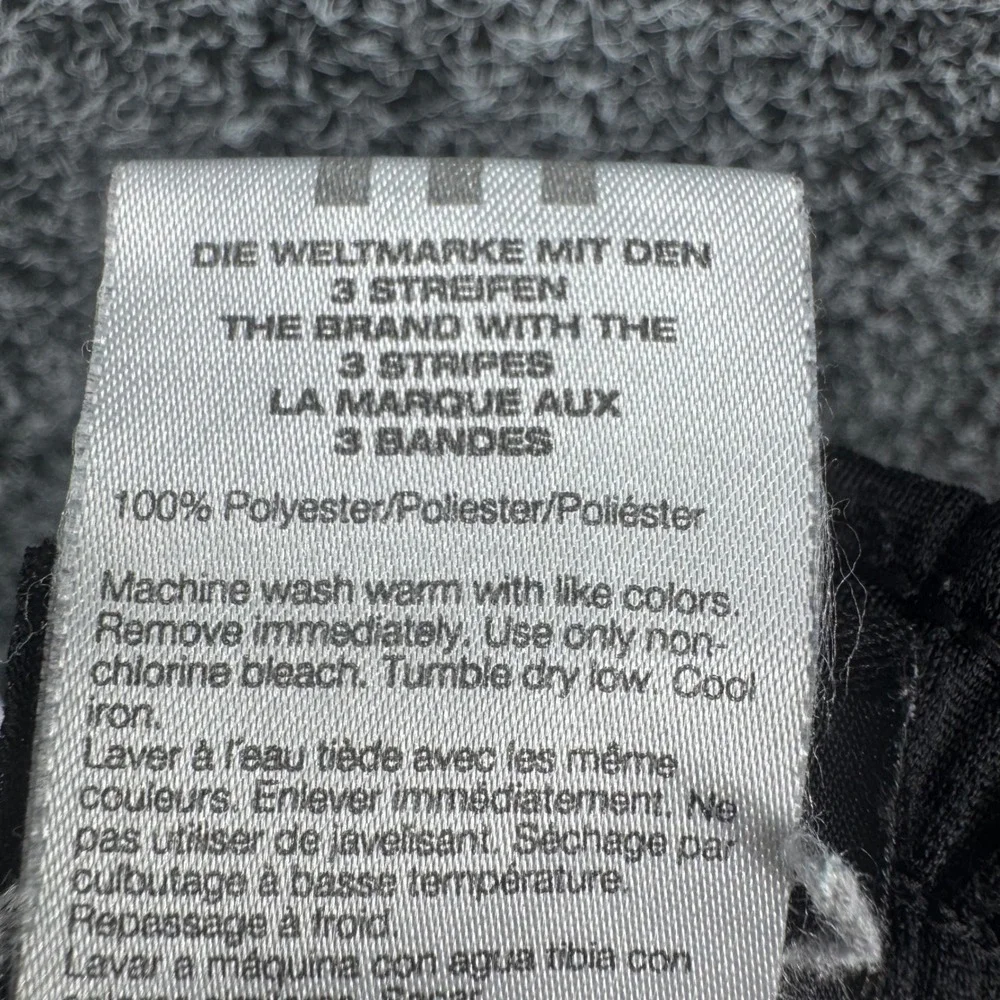 Adidas Mens Black White 3 Stripe Track Pants Large Straight Leg Polyester